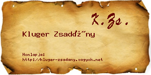 Kluger Zsadány névjegykártya